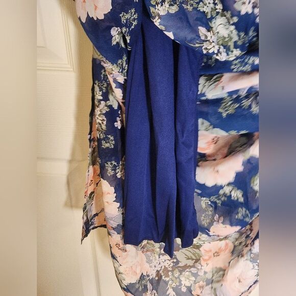 Trixxi M ShiffonMlticlred Floral Print DoubleSlits ColdShoulder Maxi Women Dress - Picture 7 of 9